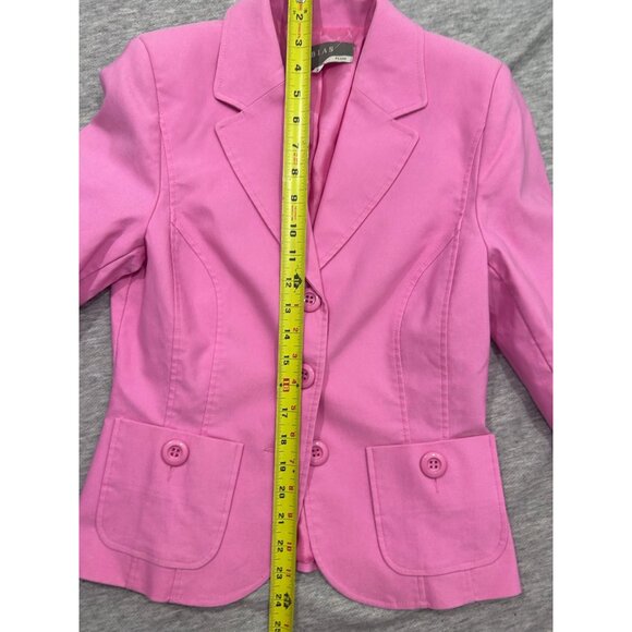 Tobias Blazer Jacket Women's Size 2 Slim Fit Three Button Front Pockets Pink - Picture 7 of 9